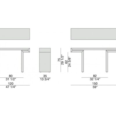 Porada Miyabi Console Table, in 2 Different Sizes & Colours