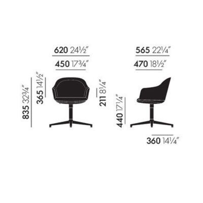 Vitra Softshell Star Base Chair, Fabric, Leather Upholstery-51432