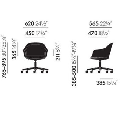 Vitra Softshell Office Chair, Fabric, Leather Upholstery-51310