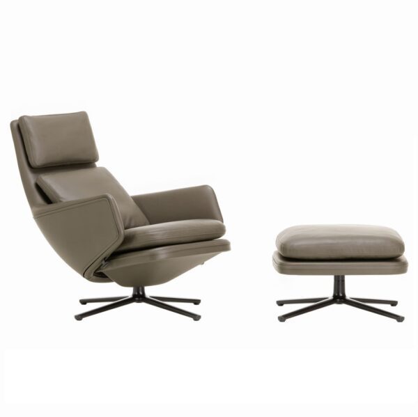 Vitra Grand Relax Lounge Chair with Ottoman In Leather and Fabric-77852