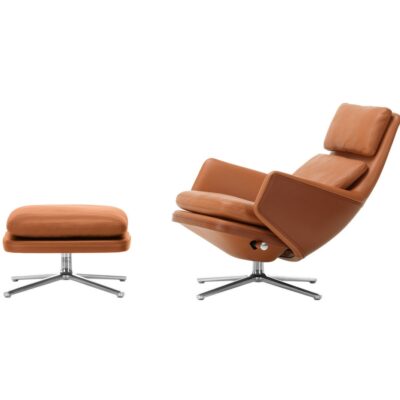 Vitra Grand Relax Lounge Chair with Ottoman In Leather and Fabric-77850