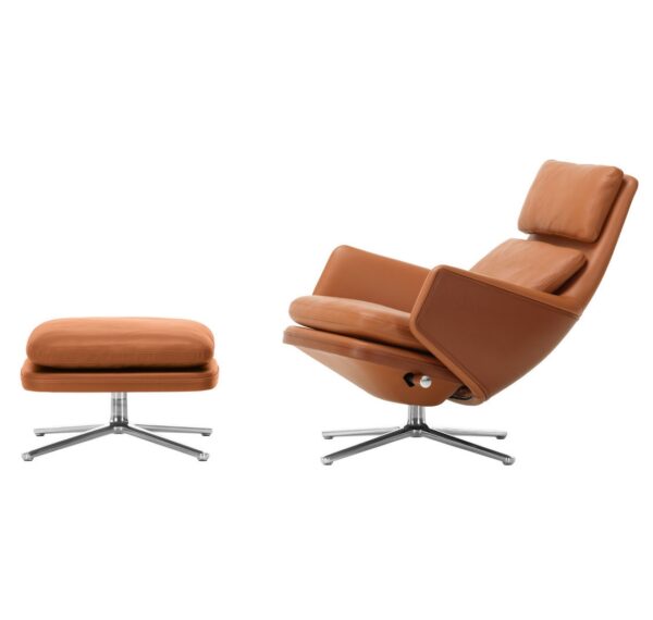 Vitra Grand Relax Lounge Chair with Ottoman In Leather and Fabric-77850