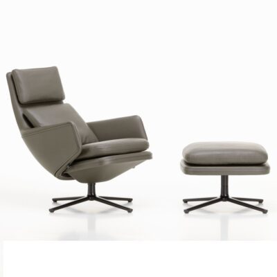 Vitra Grand Relax Lounge Chair with Ottoman In Leather and Fabric-77851