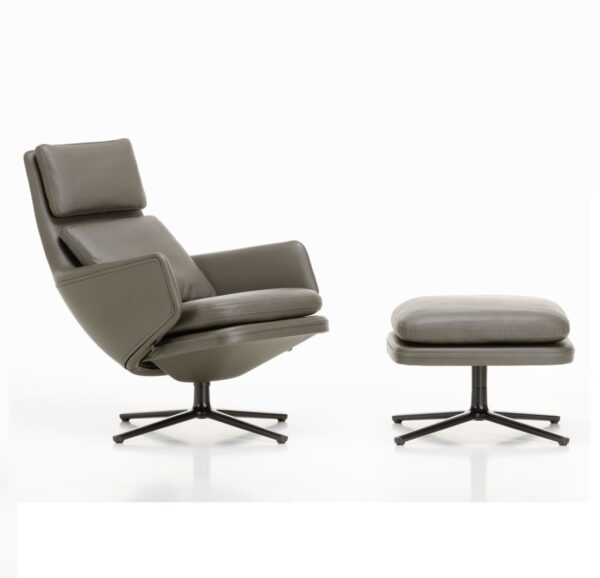 Vitra Grand Relax Lounge Chair with Ottoman In Leather and Fabric-77851