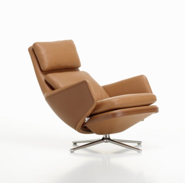 Vitra Grand Relax Lounge Chair with Ottoman In Leather and Fabric-77849