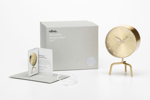 Vitra Tripod Desk Clock, Brass-66465