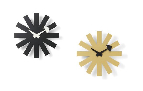 Vitra Asterisk Wall Clock, Black, Brass-65985