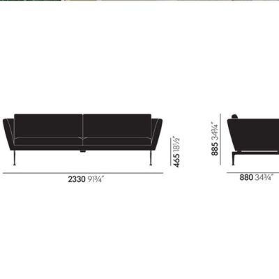 Vitra Suita Three-Seater Sofa, Fabric, Leather Upholstery-53272