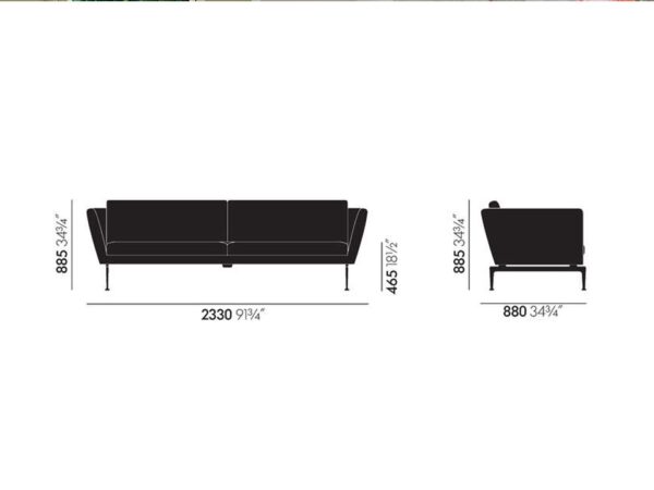 Vitra Suita Three-Seater Sofa, Fabric, Leather Upholstery-53272