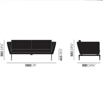 Vitra Suita Two-Seater Sofa, Fabric, Leather Upholstery-53264