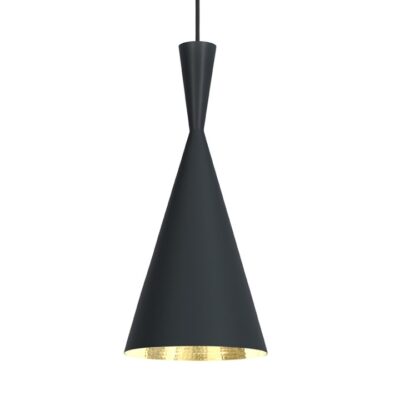 Black Beat Tall Pendant Light By Tom Dixon at Urbansuite