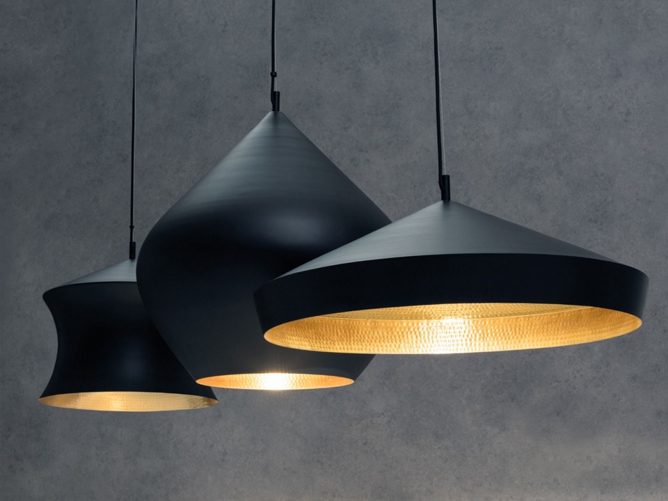 Black Beat Flat Pendant Light By Tom Dixon-54379