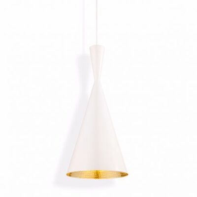 White Beat Tall Pendant Light By Tom Dixon-0