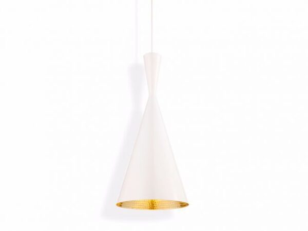 White Beat Tall Pendant Light By Tom Dixon-0