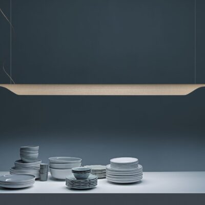 Foscarini Troag Strip Suspension Light Wood 185cm Length Natural In-Stock