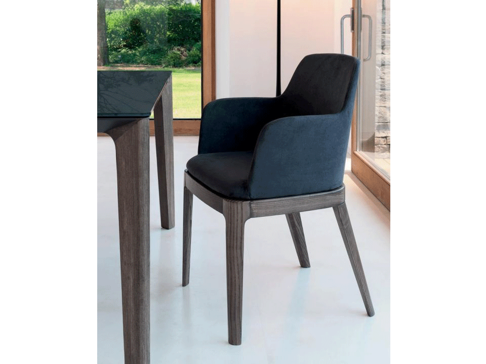 Margot Chair with Arms and Wooden Frame by Bontempi Casa