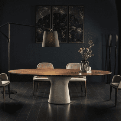 Podium Rounded Fixed Table by Bontempi Casa