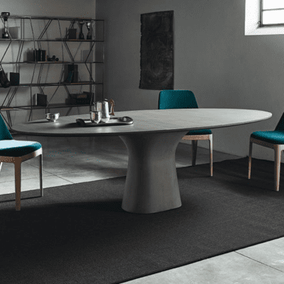 Podium Rounded Fixed Table by Bontempi Casa