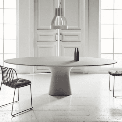 Podium Rounded Fixed Table by Bontempi Casa