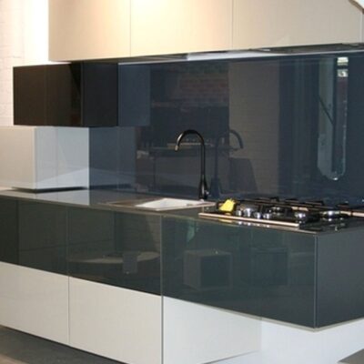 Lago Grey and Sand Gloss Kitchen Set with Glass Worktops