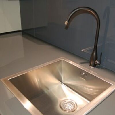 Lago Grey and Sand Gloss Kitchen Set with Glass Worktops