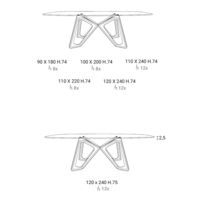 Ozzio Italia Papillon Fixed Table