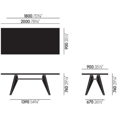 Vitra Dining Table Solvay, Rectangular, Solid Wood-66657