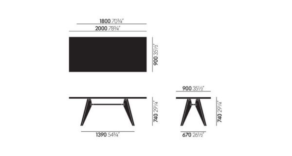 Vitra Dining Table Solvay, Rectangular, Solid Wood-66657