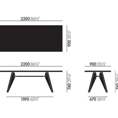 Vitra Dining Table Solvay, Rectangular, Solid Wood-66656