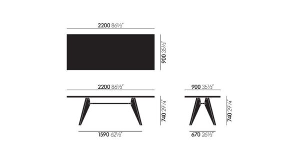 Vitra Dining Table Solvay, Rectangular, Solid Wood-66656