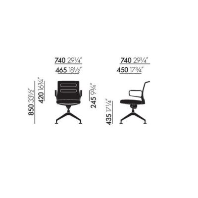 Vitra AC 5 Meet Office Chair, Fabric, Leather Upholstery-66663