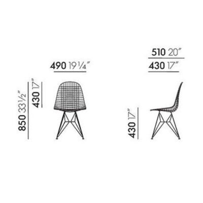 Vitra DKR 2 Wire Chair with Seat & Back Cushion-78035