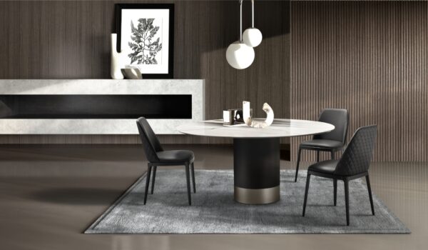 Eforma Cilindro Fixed Dining Round in Glass, Ceramic, Wood or Marble