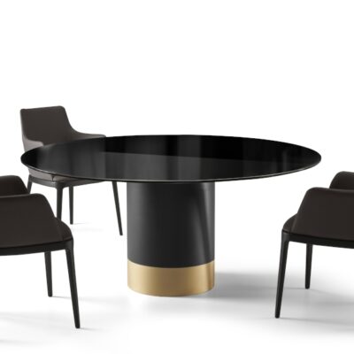 Eforma Cilindro Fixed Dining Round in Glass, Ceramic, Wood or Marble