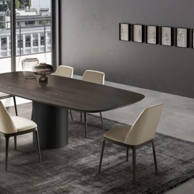 Eforma Cilindro Fixed Dining Round in Glass, Ceramic, Wood or Marble