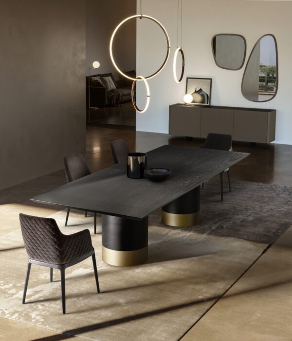 Eforma Cilindro Fixed Dining Round in Glass, Ceramic, Wood or Marble