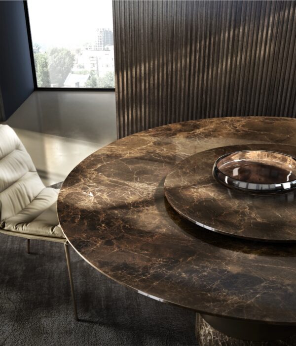 Eforma Cilindro Fixed Dining Round in Glass, Ceramic, Wood or Marble