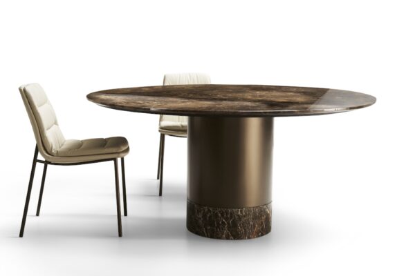 Eforma Cilindro Fixed Dining Round in Glass, Ceramic, Wood or Marble