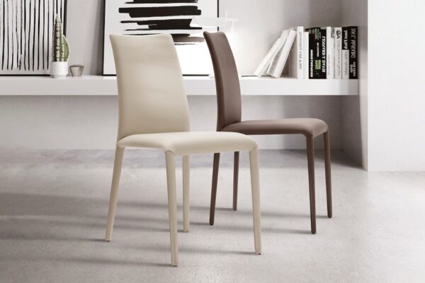 Eforma Ada Chair Upholstered with Metal Frame in Leather or Fabric