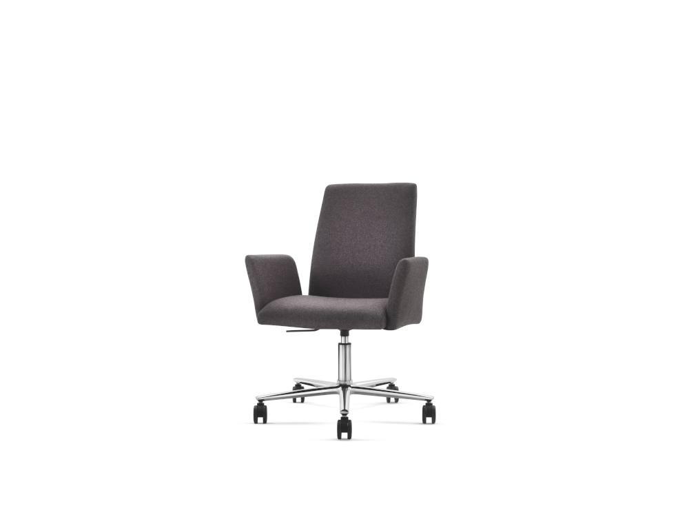 Eforma Ekta 5 Way Upholstered Office Chair & Armchair Height Adjustable with Polished Aluminium Swivel 5 Way Base