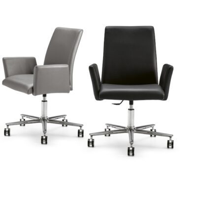 Eforma Ekta 5 Way Upholstered Office Chair & Armchair Height Adjustable with Polished Aluminium Swivel 5 Way Base