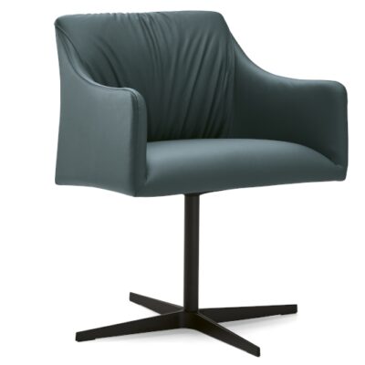 Eforma Isidora 4 Way Upholstered Office Armchair with Painted or Polished Aluminium Swivel 4 Way Base