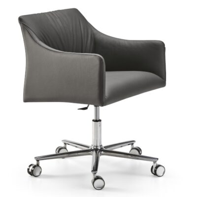 Eforma Isidora 5 Way Upholstered Office Armchair with Polished Aluminium Swivel 5 Way Base & Adjustable Height