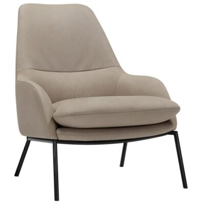 SITS Holly Armchair and Footstool, Fabric, Leather, Metal Legs-68411