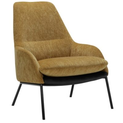 SITS Holly Armchair and Footstool, Fabric, Leather, Metal Legs-68410