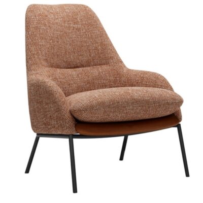 SITS Holly Armchair and Footstool, Fabric, Leather, Metal Legs-68413