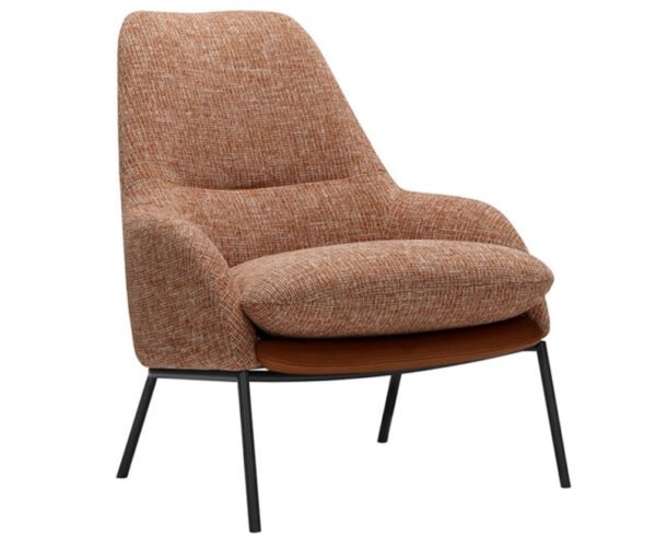 SITS Holly Armchair and Footstool, Fabric, Leather, Metal Legs-68413