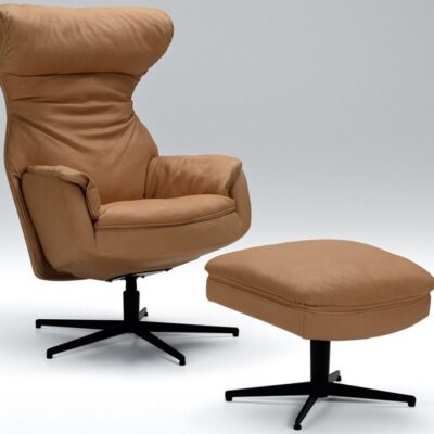 Sits Isa Relax Chair with Lean Backrest and Swivel Base, Fabric, Leather-68426