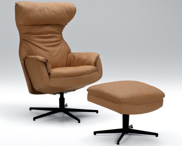 Sits Isa Relax Chair with Lean Backrest and Swivel Base, Fabric, Leather-68426