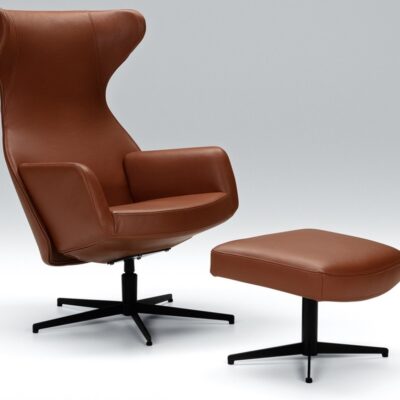 Sits Isa Relax Chair with Lean Backrest and Swivel Base, Fabric, Leather-0